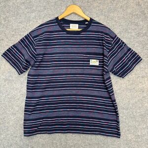 Scotch & Soda Shirt Mens XL Striped Purple Blue Crewneck Tee Logo Tropical